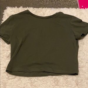 Army green crop top